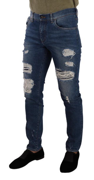 Blaue Jeans aus Stretch-Baumwolle, schmal geschnitten