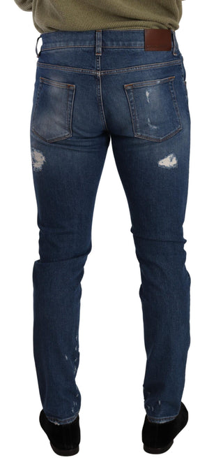 Blaue Jeans aus Stretch-Baumwolle, schmal geschnitten
