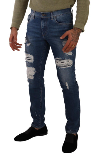 Blaue Jeans aus Stretch-Baumwolle, schmal geschnitten