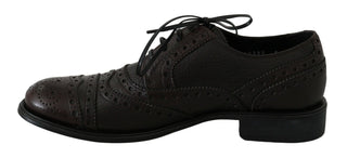 Zapatos formales de cuero marrón Derby con punta alada
