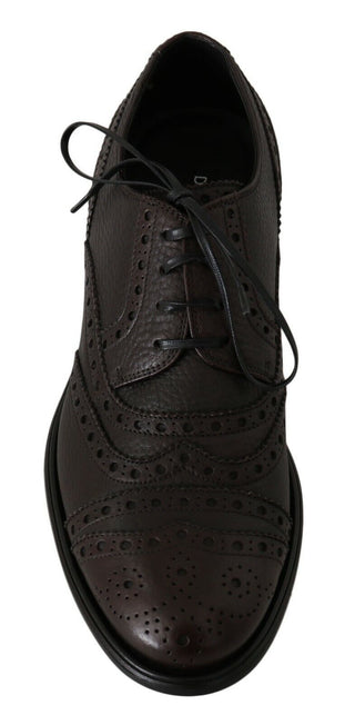 Zapatos formales de cuero marrón Derby con punta alada