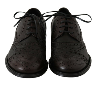 Zapatos formales de cuero marrón Derby con punta alada