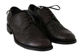 Zapatos formales de cuero marrón Derby con punta alada