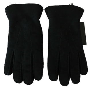 Guantes de mitón de cuero negro para motociclista