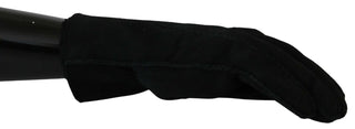 Guantes de mitón de cuero negro para motociclista