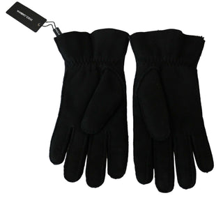 Guantes de mitón de cuero negro para motociclista