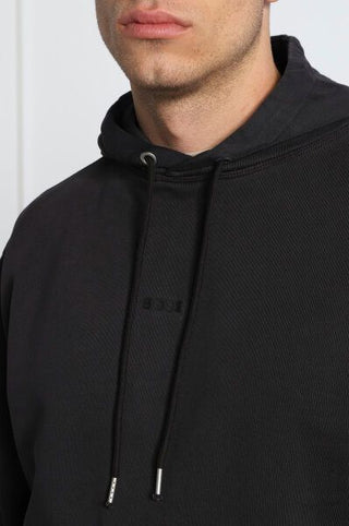 Dunkelblauer Baumwoll-Kapuzenpullover mit Logo-Details