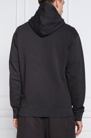 Dunkelblauer Baumwoll-Kapuzenpullover mit Logo-Details