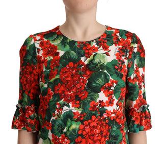 Multicolor Red Floral Shift Gown Dress