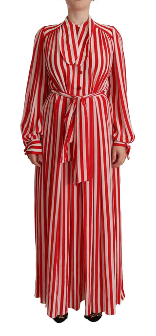 Vestido de Seda A-Line en Blanco y Rojo