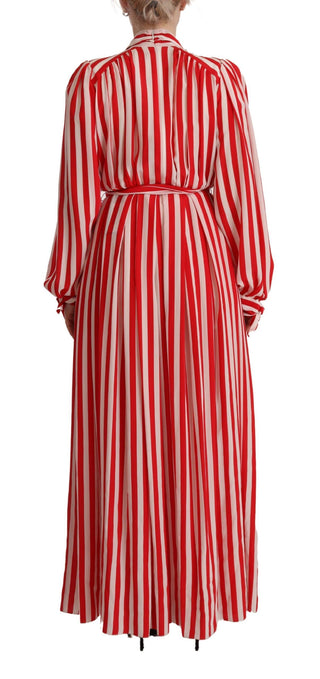 White Red Silk A-Line Shift Gown Dress