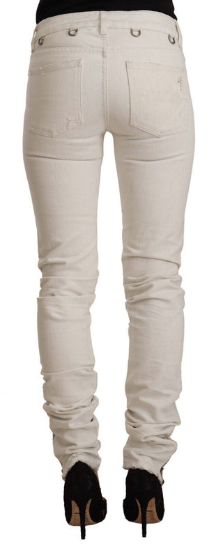 Jeans Slim Fit de Algodón Denim en Blanco de Cintura Media