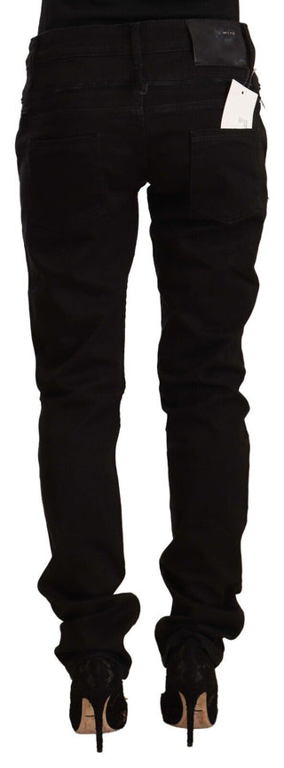 Schwarze, tief sitzende Skinny Jeans aus Baumwoll-Stretch-Denim
