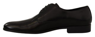 Black Leather Lace Up Formal Derby Shoes