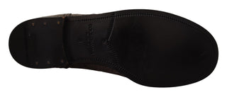 Graue Derby Boots aus Krokodilleder
