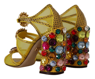 Sandalias de Cuero Amarillo con Cristales Ayers