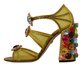 Sandalias de Cuero Amarillo con Cristales Ayers