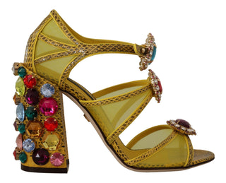 Sandalias de Cuero Amarillo con Cristales Ayers