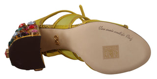 Sandalias de Cuero Amarillo con Cristales Ayers