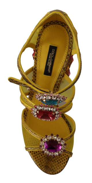Sandalias de Cuero Amarillo con Cristales Ayers