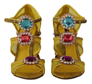 Sandalias de Cuero Amarillo con Cristales Ayers