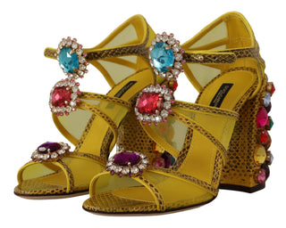 Sandalias de Cuero Amarillo con Cristales Ayers