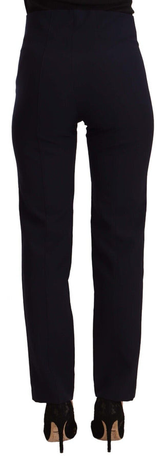 Schwarze High-Waist Damen Hose aus Polyester mit geradem Bein