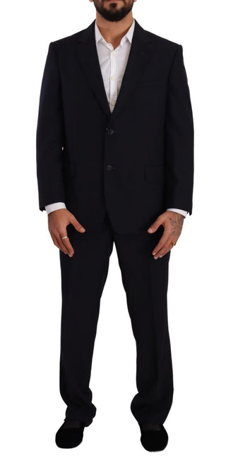 Blauer, einreihiger Polyester-Anzug