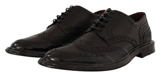 Schwarze Leder Oxford Wingtip Derby Formalschuhe