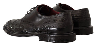 Schwarze Leder Oxford Wingtip Derby Formalschuhe