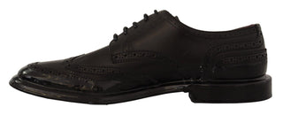 Schwarze Leder Oxford Wingtip Derby Formalschuhe