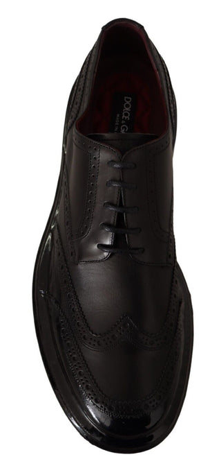 Schwarze Leder Oxford Wingtip Derby Formalschuhe