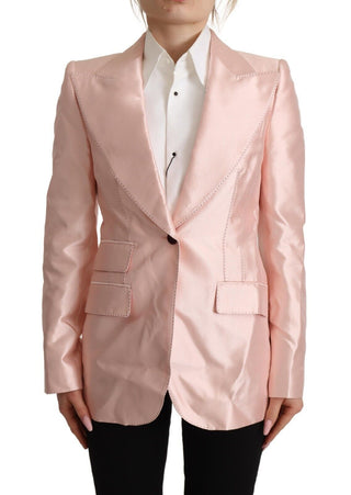 Blazer chaqueta de satén rosa de manga larga