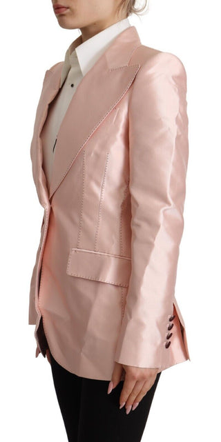 Blazer chaqueta de satén rosa de manga larga