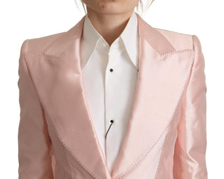 Blazer chaqueta de satén rosa de manga larga