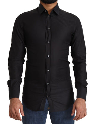 Camisa formal ajustada de algodón negro GOLD