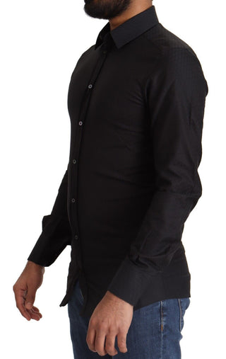 Camisa formal ajustada de algodón negro GOLD