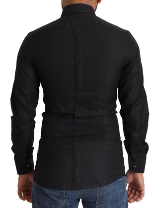 Camisa formal ajustada de algodón negro GOLD