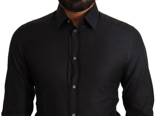 Camisa formal ajustada de algodón negro GOLD