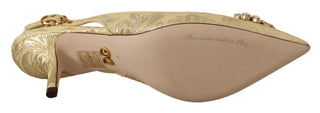 Gold Crystal Slingbacks Pumps Heels Shoes