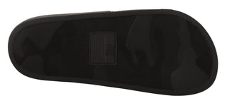Schwarze Leder-D&G-Pantoletten