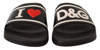 Schwarze Leder-D&G-Pantoletten