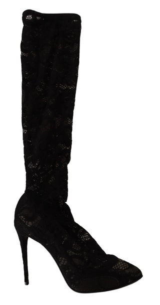 Botas negras elásticas con encaje Taormina