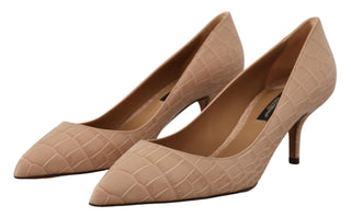 Beige Leder spitze Pumps Schuhe