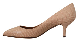 Beige Leder spitze Pumps Schuhe
