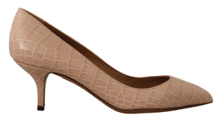 Beige Leder spitze Pumps Schuhe