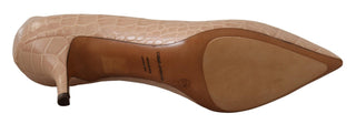 Beige Leder spitze Pumps Schuhe