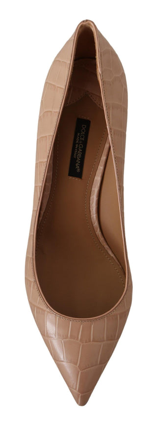 Beige Leder spitze Pumps Schuhe