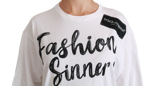 Weißes Fashion Sinner Baumwoll-Spitzen-T-Shirt-Oberteil