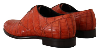 Derby-Schuhe aus orangefarbenem exotischem Leder